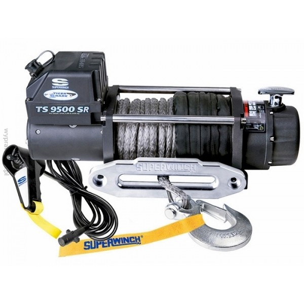 Лебідка TigerShark 9500 12V з синтетичним канатом